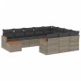 Set de sofás de jardín 11 pzas y cojines ratán sintético gris de , Conjuntos de jardín - Ref: Foro24-3226368, Precio: 614,04 ...