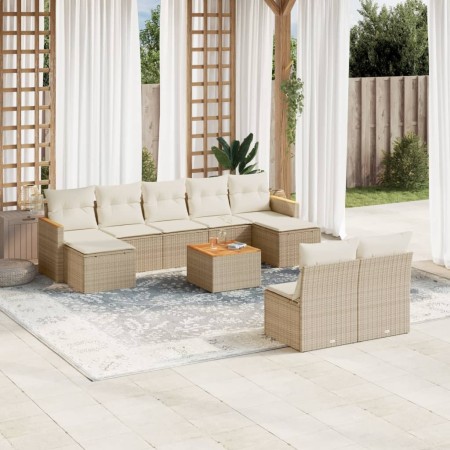 Juego de sofás jardín con cojines beige 10 pzas ratán sintético de , Conjuntos de jardín - Ref: Foro24-3226380, Precio: 541,1...