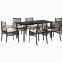 Set de comedor de jardín 7 pzas y cojines ratán sintético negro en Conjuntos de jardín | Comprar online en Foru.es