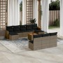Set de sofás de jardín 11 pzas y cojines ratán sintético gris de , Conjuntos de jardín - Ref: Foro24-3226396, Precio: 558,71 ...