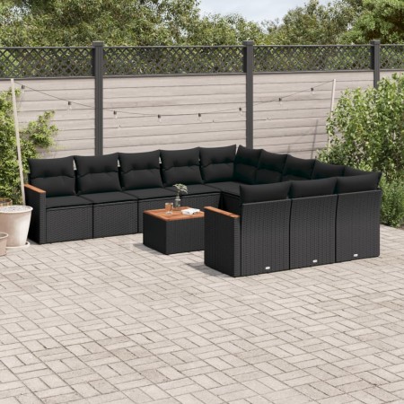 Set de sofás de jardín 12 piezas cojines ratán sintético negro de , Conjuntos de jardín - Ref: Foro24-3226433, Precio: 725,64...