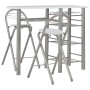 Mesa y taburetes de cocina y estantes de madera y acero blanco de vidaXL, muebles para cocinas y comedores - Ref: Foro24-2843...
