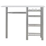 Mesa y taburetes de cocina y estantes de madera y acero blanco de vidaXL, muebles para cocinas y comedores - Ref: Foro24-2843...