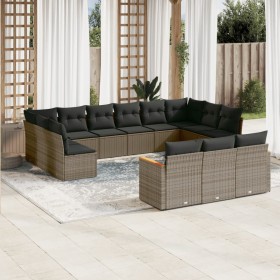 Set sofás de jardín con cojines 13 piezas ratán sintético gris de , Conjuntos de jardín - Ref: Foro24-3226459, Precio: 771,08...