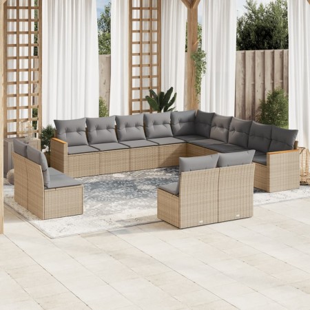 Juego de sofás jardín con cojines beige mezcla 13 pzas ratán PE de , Conjuntos de jardín - Ref: Foro24-3226486, Precio: 780,1...