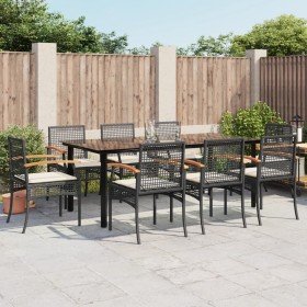 Set de comedor de jardín 9 pzas y cojines ratán sintético negro en Conjuntos de jardín | Comprar online en Foru.es