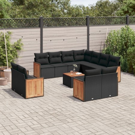 Set de sofás de jardín 12 piezas cojines ratán sintético negro de , Conjuntos de jardín - Ref: Foro24-3226503, Precio: 837,43...