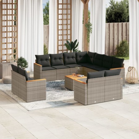 Set de sofás de jardín 12 pzas con cojines ratán sintético gris de , Conjuntos de jardín - Ref: Foro24-3226508, Precio: 745,7...