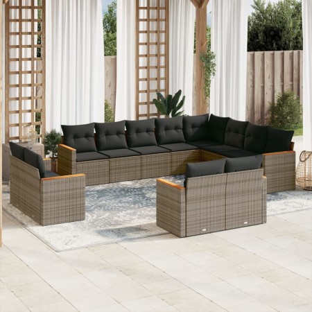 Set de sofás de jardín 12 pzas con cojines ratán sintético gris de , Conjuntos de jardín - Ref: Foro24-3226515, Precio: 759,2...