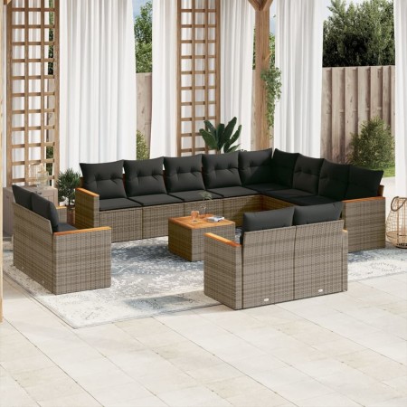 Set sofás de jardín con cojines 13 piezas ratán sintético gris de , Conjuntos de jardín - Ref: Foro24-3226522, Precio: 795,43...