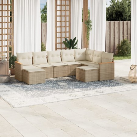 Set de sofás de jardín 9 pzas con cojines ratán sintético beige de , Conjuntos de jardín - Ref: Foro24-3226541, Precio: 537,1...