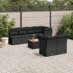 Set de sofás de jardín y cojines 8 piezas ratán sintético negro de , Conjuntos de jardín - Ref: Foro24-3255845, Precio: 496,4...