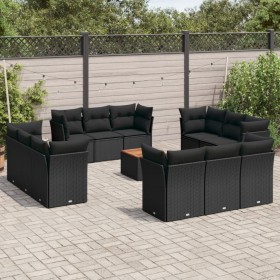 Set de sofás de jardín y cojines 13 pzas ratán sintético negro de , Conjuntos de jardín - Ref: Foro24-3255866, Precio: 953,26...