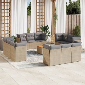 Juego de sofás jardín con cojines beige mezcla 13 pzas ratán PE de , Conjuntos de jardín - Ref: Foro24-3255870, Precio: 922,5...