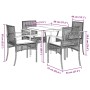 Set comedor de jardín 5 piezas con cojines ratán sintético gris en Conjuntos de jardín | Comprar online en Foru.es