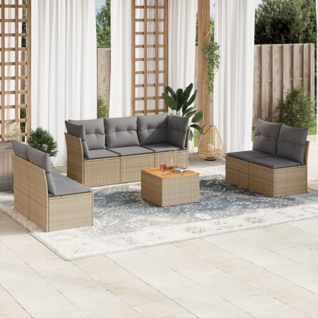 Juego de sofás jardín con cojines beige mezcla 8 pzas ratán PE de , Conjuntos de jardín - Ref: Foro24-3255898, Precio: 489,81...