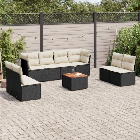 Set de sofás de jardín 8 piezas y cojines ratán sintético negro de , Conjuntos de jardín - Ref: Foro24-3255909, Precio: 486,2...