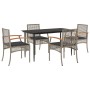 Set comedor de jardín 5 piezas con cojines ratán sintético gris en Conjuntos de jardín | Comprar online en Foru.es