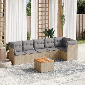 Juego de sofás jardín con cojines beige mezcla 7 pzas ratán PE de , Conjuntos de jardín - Ref: Foro24-3255982, Precio: 435,04...