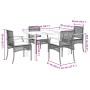 Set comedor de jardín 5 piezas con cojines ratán sintético gris en Conjuntos de jardín | Comprar online en Foru.es