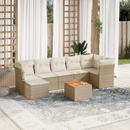 Juego de sofás de jardín con cojines beige 8 pzas ratán PE de , Conjuntos de jardín - Ref: Foro24-3256086, Precio: 533,65 €, ...