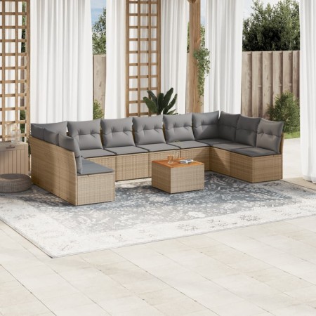 Juego de sofás jardín con cojines beige mezcla 11 pzas ratán PE de , Conjuntos de jardín - Ref: Foro24-3256129, Precio: 630,5...
