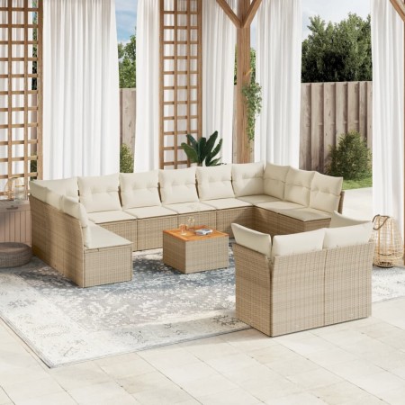 Set sofás de jardín con cojines 13 pzas ratán sintético beige de , Conjuntos de jardín - Ref: Foro24-3256247, Precio: 947,67 ...