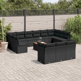 Set sofás de jardín 14 pzas con cojines ratán sintético negro de , Conjuntos de jardín - Ref: Foro24-3256251, Precio: 865,36 ...