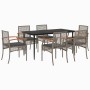 Set comedor jardín 7 pzas y cojines ratán sintético gris en Conjuntos de jardín | Comprar online en Foru.es