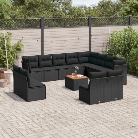 Set de sofás de jardín y cojines 13 pzas ratán sintético negro de , Conjuntos de jardín - Ref: Foro24-3256258, Precio: 830,13...