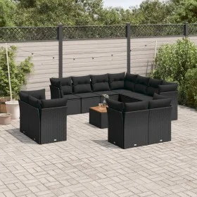 Set de sofás de jardín 12 piezas cojines ratán sintético negro de , Conjuntos de jardín - Ref: Foro24-3256272, Precio: 848,05...