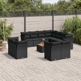 Set de sofás de jardín 12 piezas cojines ratán sintético negro de , Conjuntos de jardín - Ref: Foro24-3256272, Precio: 880,32...