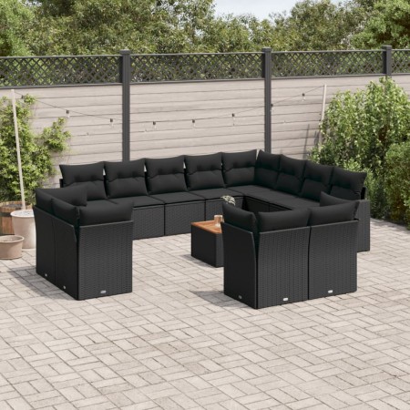 Set de sofás de jardín y cojines 13 pzas ratán sintético negro de , Conjuntos de jardín - Ref: Foro24-3256279, Precio: 916,02...