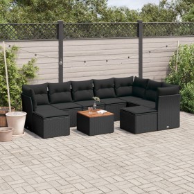 Set de sofás de jardín 10 pzas cojines ratán sintético negro de , Conjuntos de jardín - Ref: Foro24-3256293, Precio: 619,98 €...