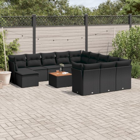 Set de sofás de jardín y cojines 13 pzas ratán sintético negro de , Conjuntos de jardín - Ref: Foro24-3256314, Precio: 836,50...