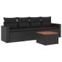 Set de muebles de jardín 5 pzas y cojines ratán sintético negro de , Conjuntos de jardín - Ref: Foro24-3256328, Precio: 332,5...