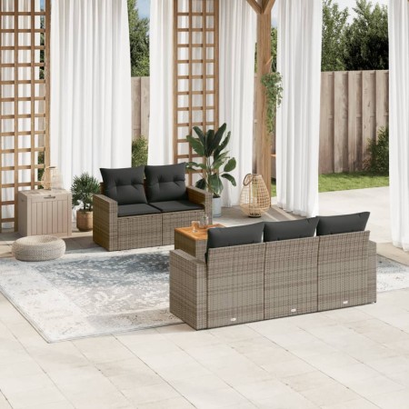 Set de muebles de jardín 6 pzas y cojines ratán sintético gris de , Conjuntos de jardín - Ref: Foro24-3256340, Precio: 412,25...