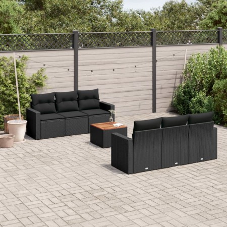 Set de comedor de jardín 7 pzas y cojines ratán sintético negro de , Conjuntos de jardín - Ref: Foro24-3256342, Precio: 504,1...