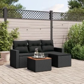Set de muebles de jardín 5 pzas y cojines ratán sintético negro de , Conjuntos de jardín - Ref: Foro24-3256419, Precio: 321,7...