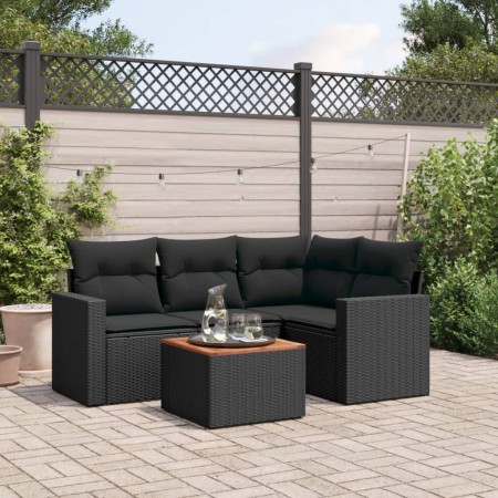 Set de muebles de jardín 5 pzas y cojines ratán sintético negro de , Conjuntos de jardín - Ref: Foro24-3256433, Precio: 361,6...