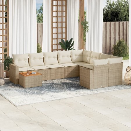 Juego de sofás jardín con cojines beige 10 pzas ratán sintético de , Conjuntos de jardín - Ref: Foro24-3256618, Precio: 723,1...