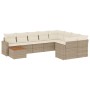 Juego de sofás jardín con cojines beige 10 pzas ratán sintético de , Conjuntos de jardín - Ref: Foro24-3256618, Precio: 723,1...
