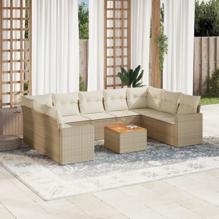 Juego de sofás jardín con cojines beige 10 pzas ratán sintético de , Conjuntos de jardín - Ref: Foro24-3256597, Precio: 723,1...