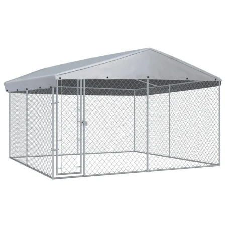 Perrera de exterior con techo 382x382x225 cm de vidaXL, Casetas y cercados para perros - Ref: Foro24-145029, Precio: 474,65 €...