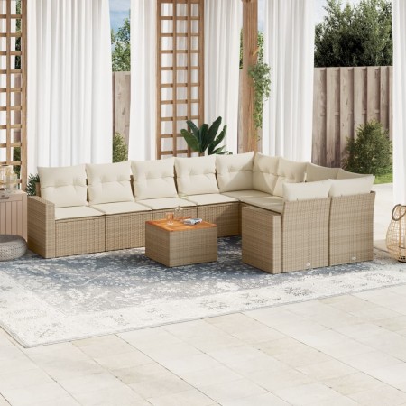 Juego de sofás jardín con cojines beige 10 pzas ratán sintético de , Conjuntos de jardín - Ref: Foro24-3256611, Precio: 723,1...