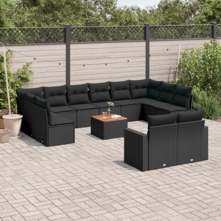 Set de sofás de jardín y cojines 13 pzas ratán sintético negro de , Conjuntos de jardín - Ref: Foro24-3256685, Precio: 849,47...