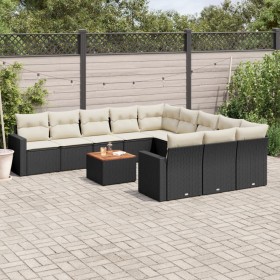 Set de sofás de jardín 12 piezas cojines ratán sintético negro de , Conjuntos de jardín - Ref: Foro24-3256679, Precio: 745,59...