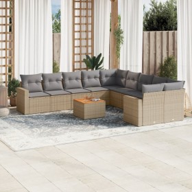 Juego de sofás jardín con cojines beige mezcla 11 pzas ratán PE de , Conjuntos de jardín - Ref: Foro24-3256647, Precio: 681,0...
