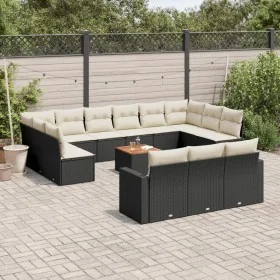 Set sofás de jardín 14 pzas con cojines ratán sintético negro de , Conjuntos de jardín - Ref: Foro24-3256693, Precio: 812,39 ...