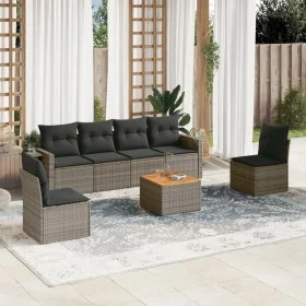 Set de sofás de jardín 7 piezas con cojines ratán PE gris de , Conjuntos de jardín - Ref: Foro24-3256844, Precio: 412,91 €, D...